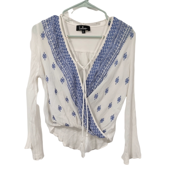 Lulu's Embroidered Wrap Blouse - Picture 2 of 4